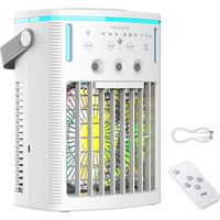 Tragbarer Luftkühler – Mini-klimaanlage Mit 3 Windgeschwindigkeiten, 3 Nebelstufen, 7 Farblichtern, 1000-ml-wassertank, 2-8-stunden-timer Und Fernbedienung Für Zuhause