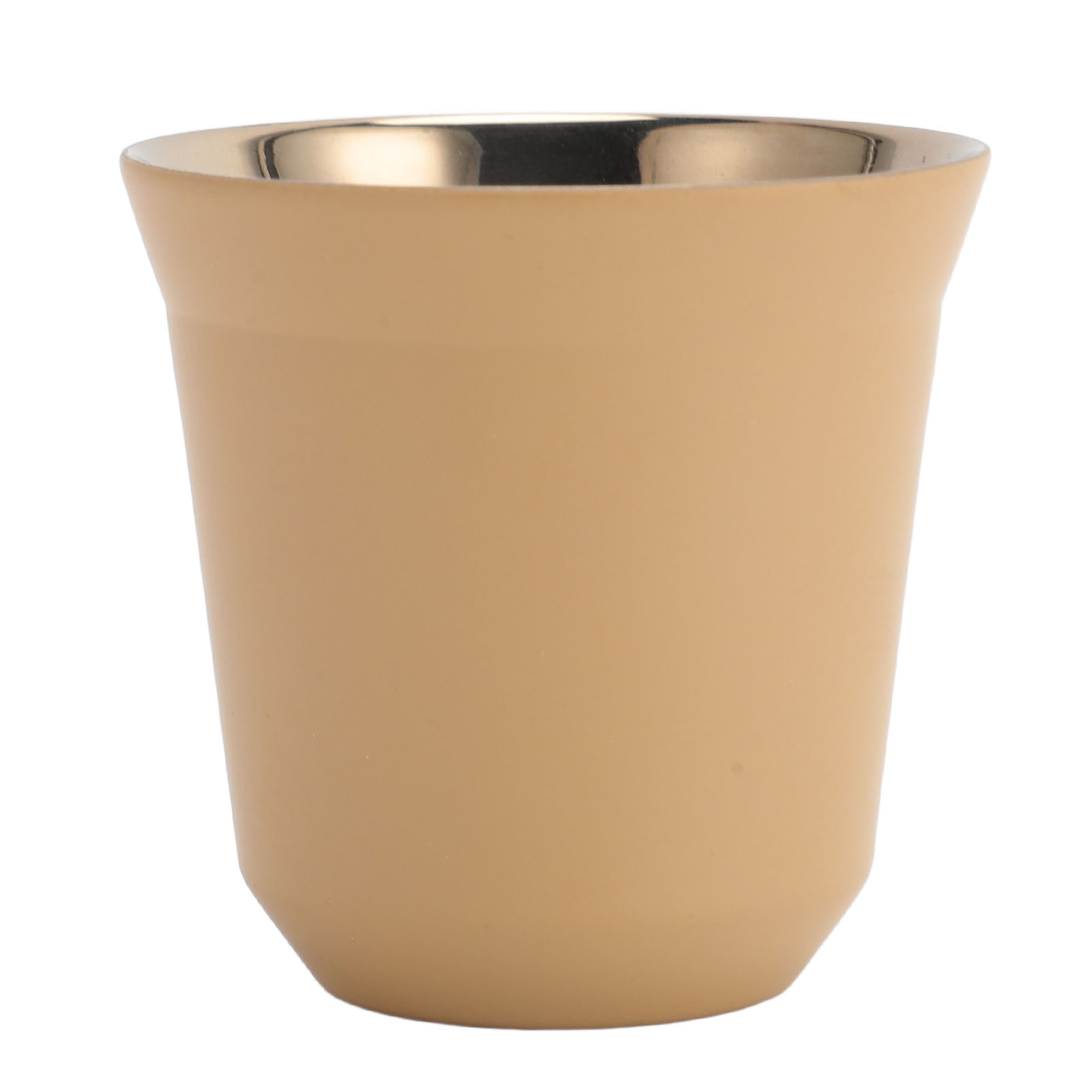 Doppelwandiger Edelstahl-kaffeebecher, Wiederverwendbar, Stapelbar, Spiegelglanz, Spülmaschinenfest, Milchtee-farbe, 80 Ml.