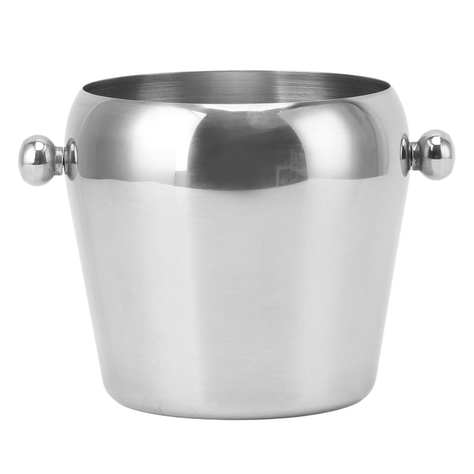 Eisbehälter Aus Edelstahl, Champagner- Und Weinkühler, Getränkebehälter Mit Glattem Griff Für Hausbars Und Partys, Silberfarben, Großes Fassungsvermögen Von 2 Litern.