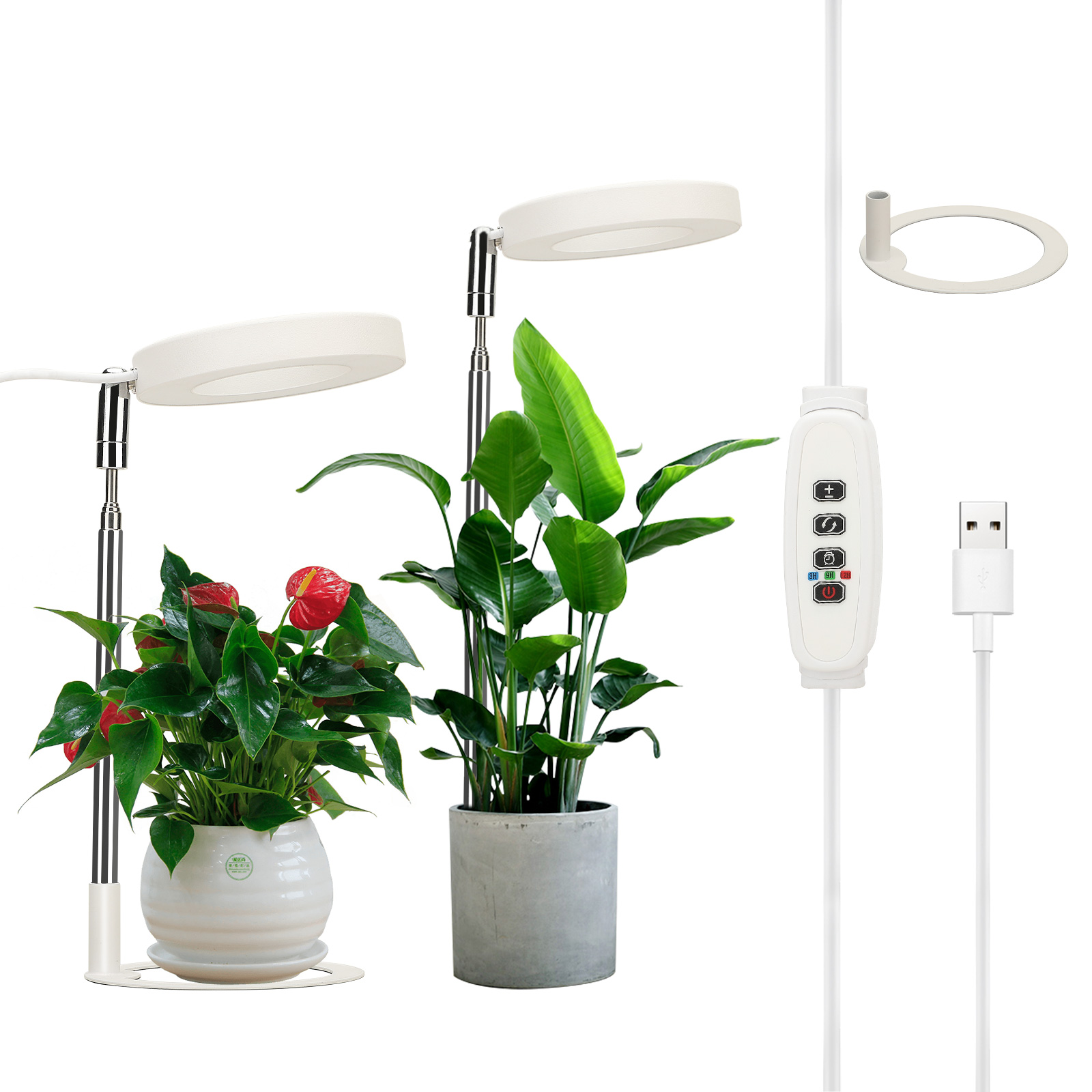 Usb-lichtring In Engelsform Für Pflanzen Mit Timer Und Vollspektrum-sonnenlichtsimulation.
