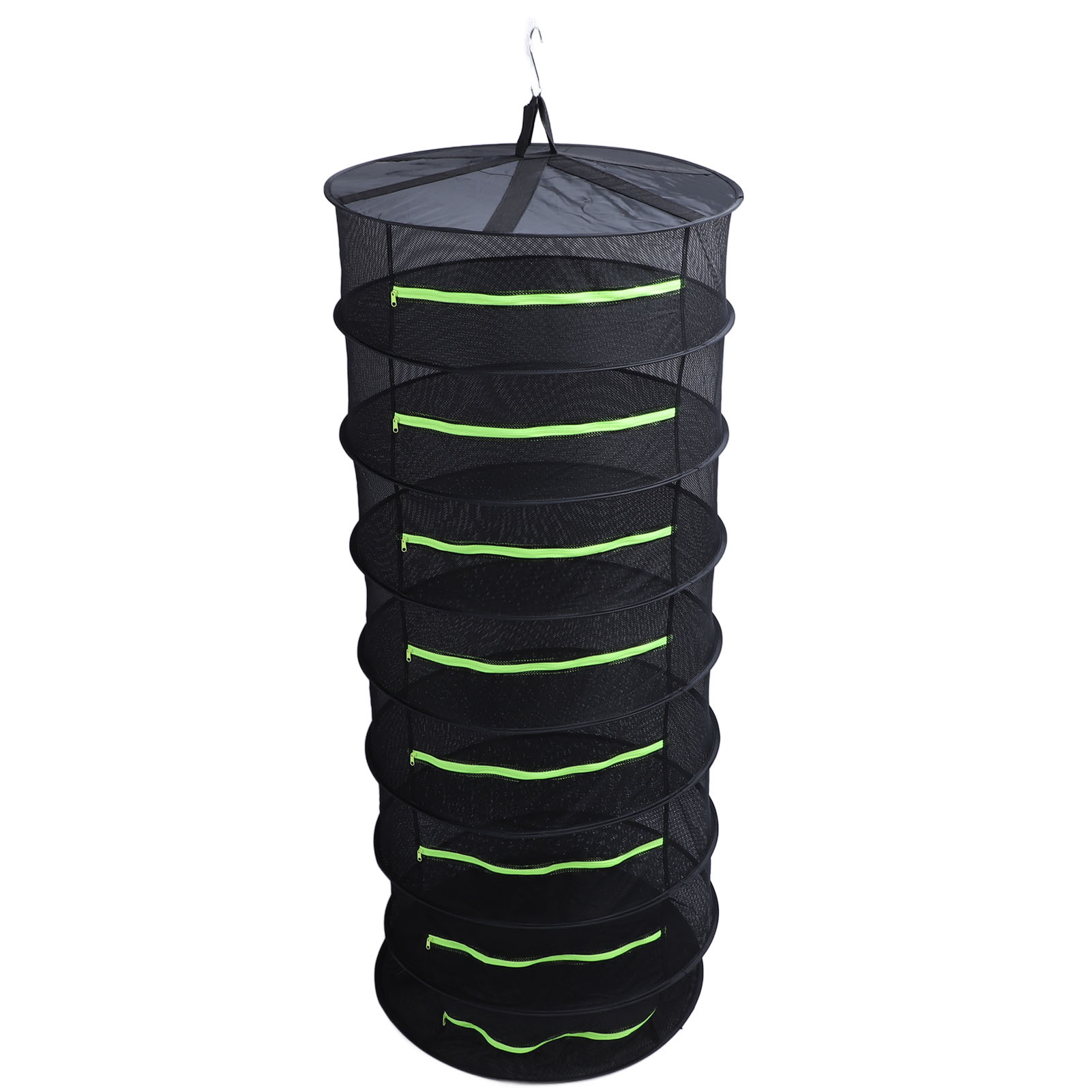 Kräutertrockner, Neongrüner Reißverschlussdeckel, Offenes Design, 8-lagiges Wasserdichtes Multifunktions-hängenetz.
