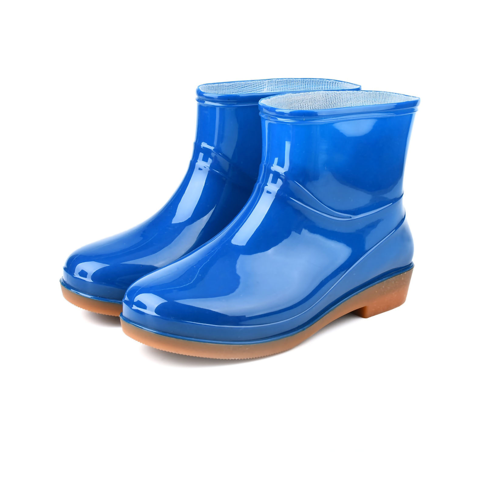 Damen-regenstiefel, Modische Kurze Rutschfeste Stiefeletten, Runde Zehenpartie, Aus Blauem Pvc-kunststoff, Größe 38.