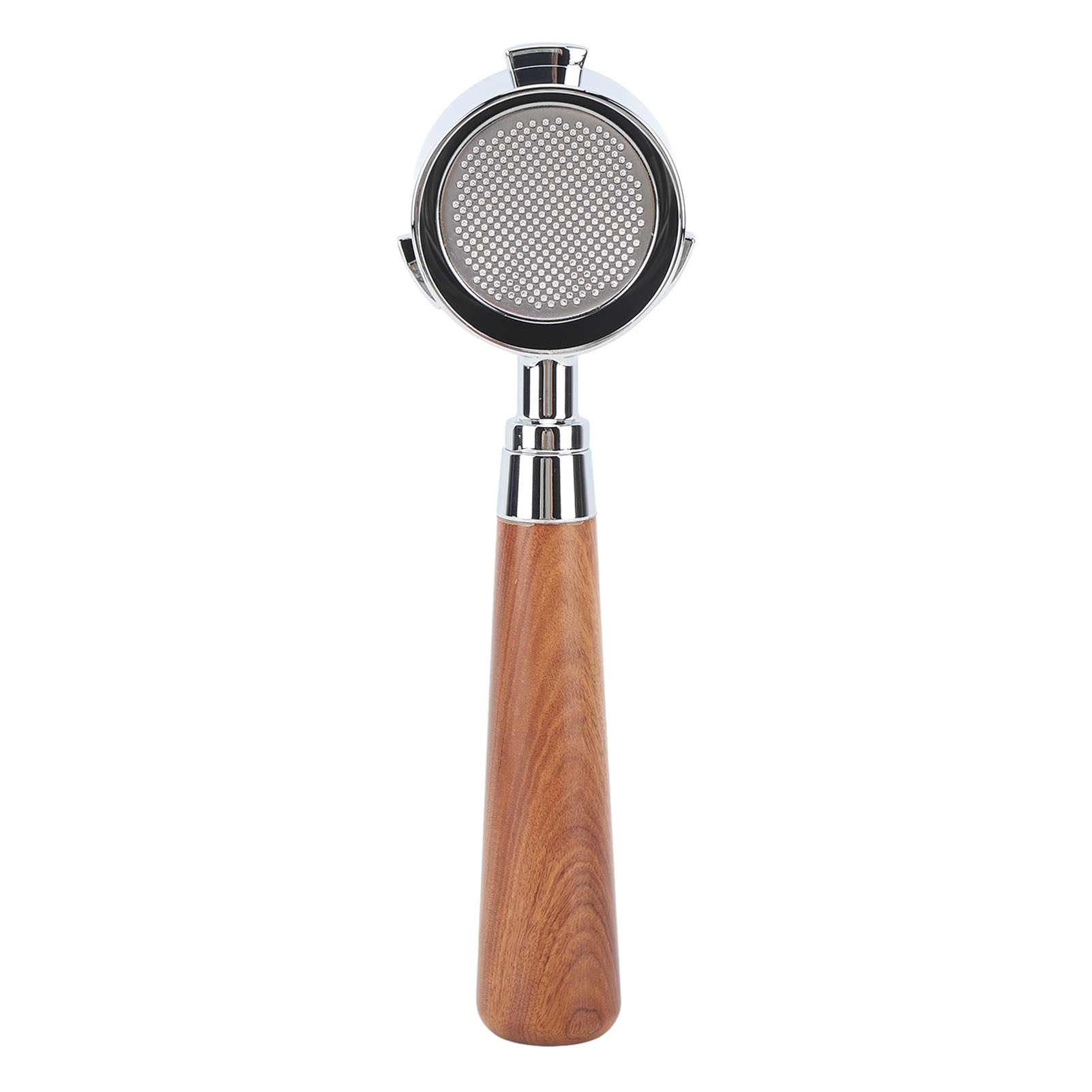 Bodenloser Filterhalter Aus Aluminiumlegierung, 51 Mm, 3-griff-filterhalter Mit Holzgriff Für Kaffeemaschine, Dunkelbraun