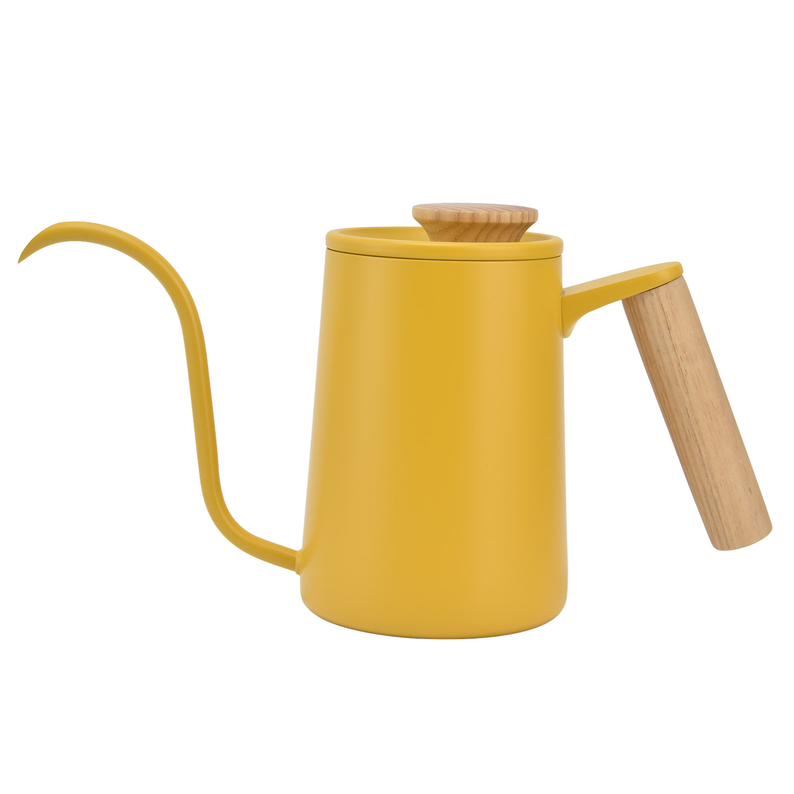 Kaffeekanne Aus Edelstahl Mit Schwanenhals, Teekanne Mit Langem Ausguss, 600 Ml Gelbe Manuelle Kaffeemaschine.