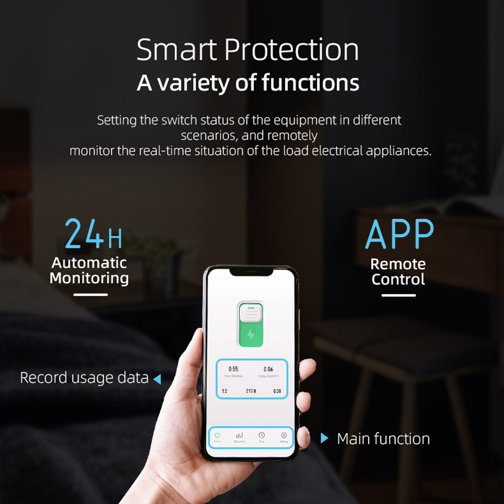 Tuya Wifi Smart-leistungsschalter Mit Drahtloser Fernbedienung, Mobiler App, Fernanzeige, Timer-modus Und Integriertem Zähler. Kompatibel Mit Folgenden Systemen: [liste Der Kompatiblen Systeme].