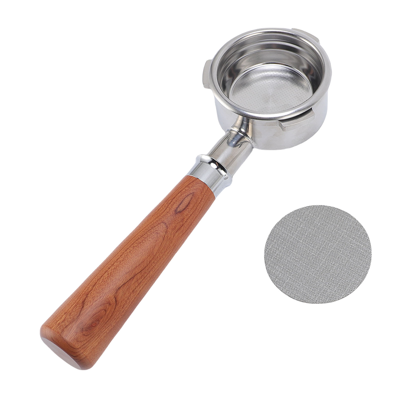 Bodenloser 58-mm-filterhalter, Kompatibel Mit Der Petrus Kaffeemaschine, 3 Griffe, Einer Davon Aus Massivholz, Abtropfschale.