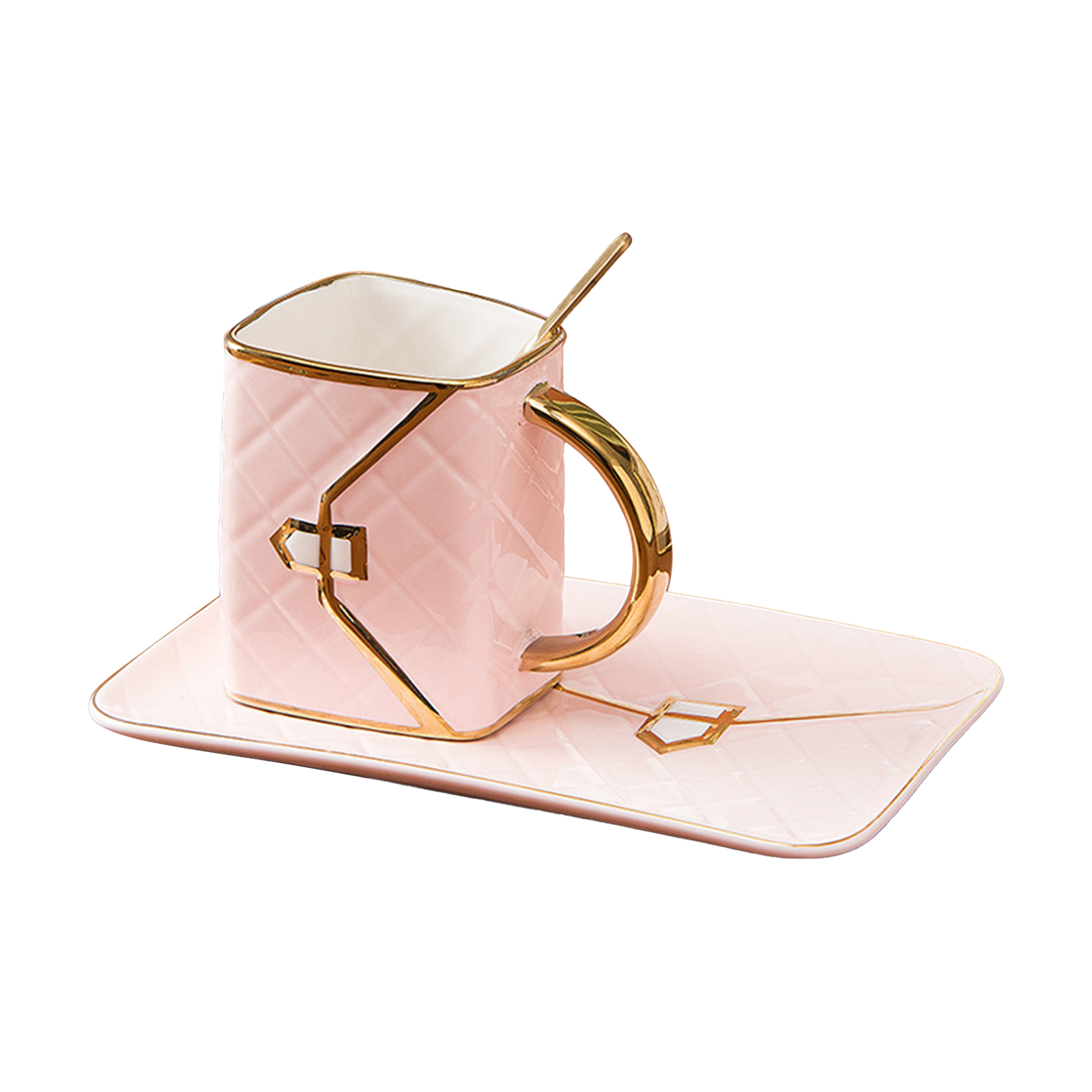 Elegante Keramik-kaffeetasse In Form Einer Handtasche, 310 Ml, Inklusive Löffel.