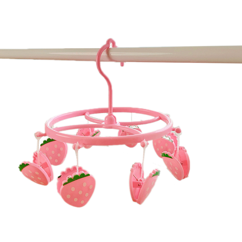 Hängende Wäscheleine Aus Kunststoff Für Unterwäsche, Socken, Ärmel, Mit Kleinen Wäscheklammern, Ideal Für Zuhause Oder Studentenwohnheime, Erdbeerrosa Farbe.