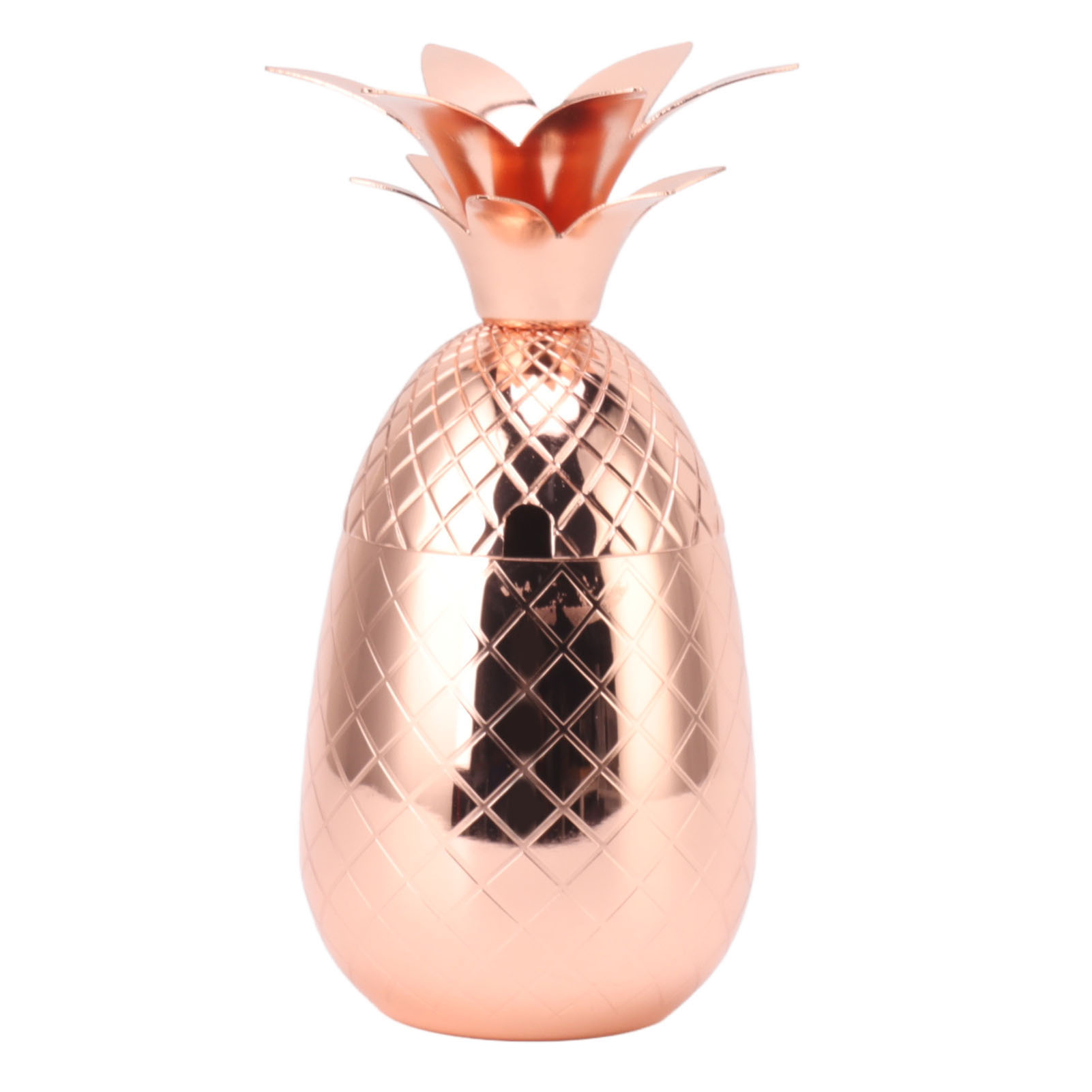 Ananasförmiger Cocktailshaker, Edelstahl, Mit Glatter Und Polierter Oberfläche, 500 Ml, Für Die Hausbar, Roségold.