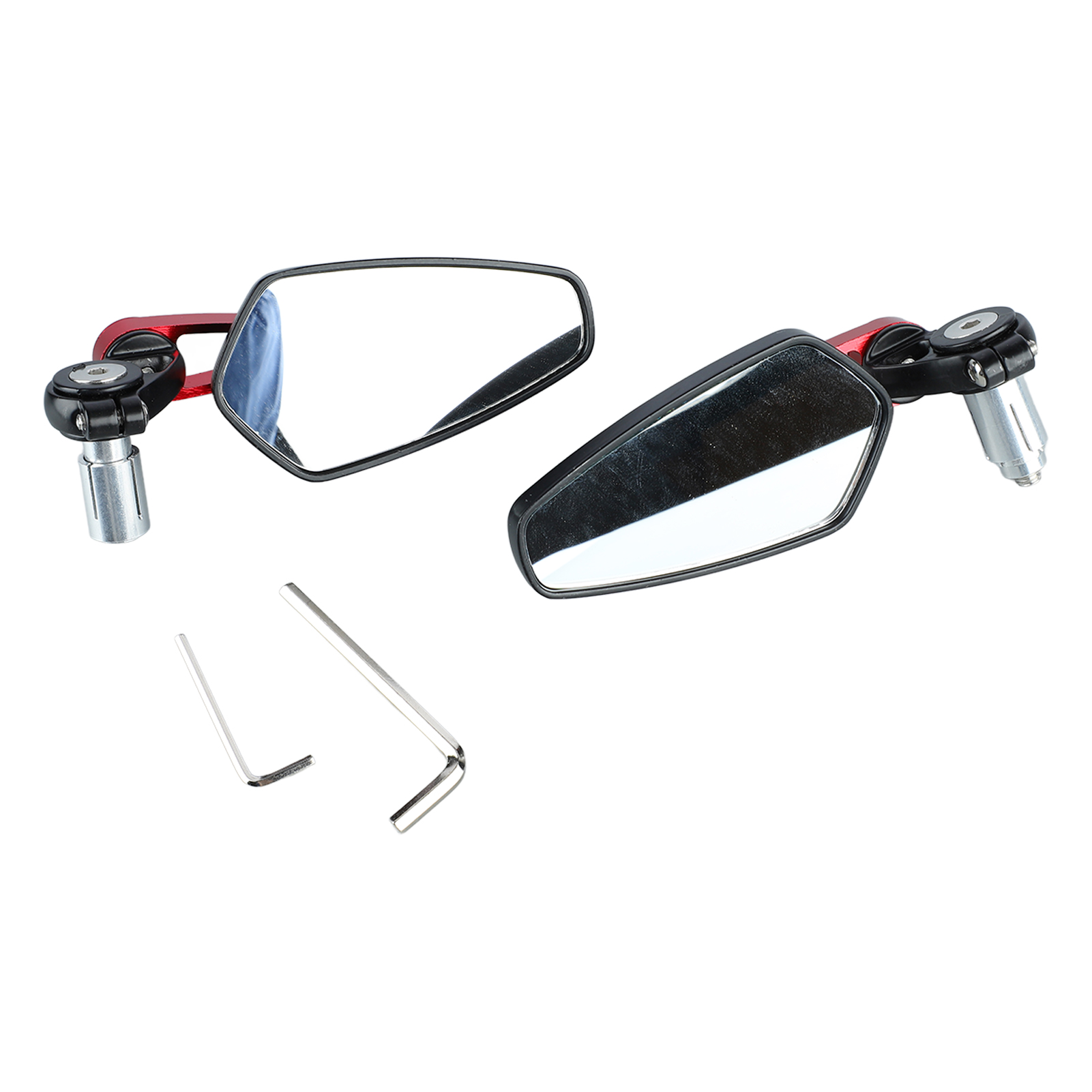 1 Paar Motorradspiegel, 360° Drehbar, Glattes Glas, Klare Sicht, Universelle Lenkerseite, Rot