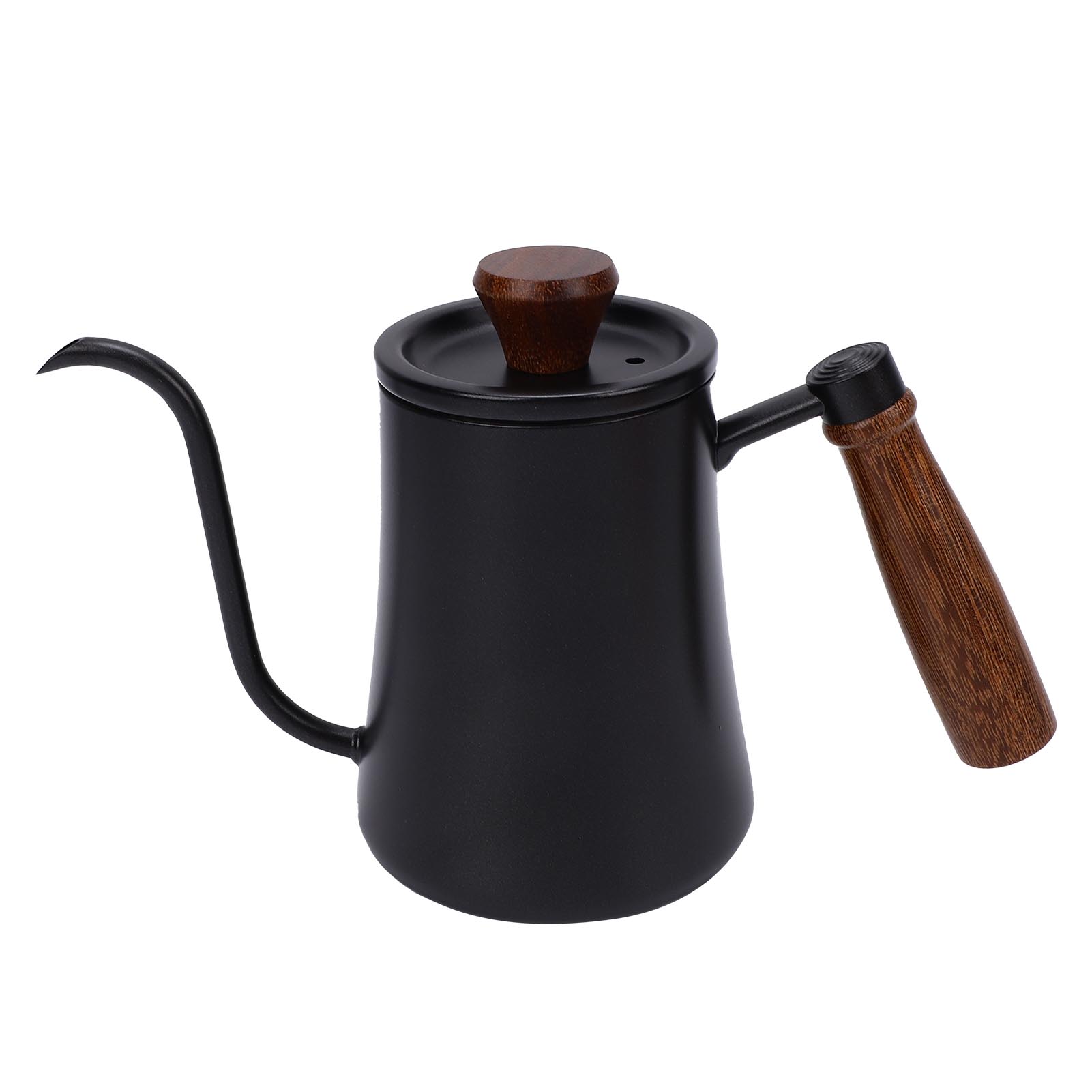 500 Ml Kaffeekessel Aus Edelstahl 304 Mit Schwanenhalsausguss, Filterteekanne Mit Wasserstandsanzeige, Ideal Für Zuhause Und Camping, Schwarz.