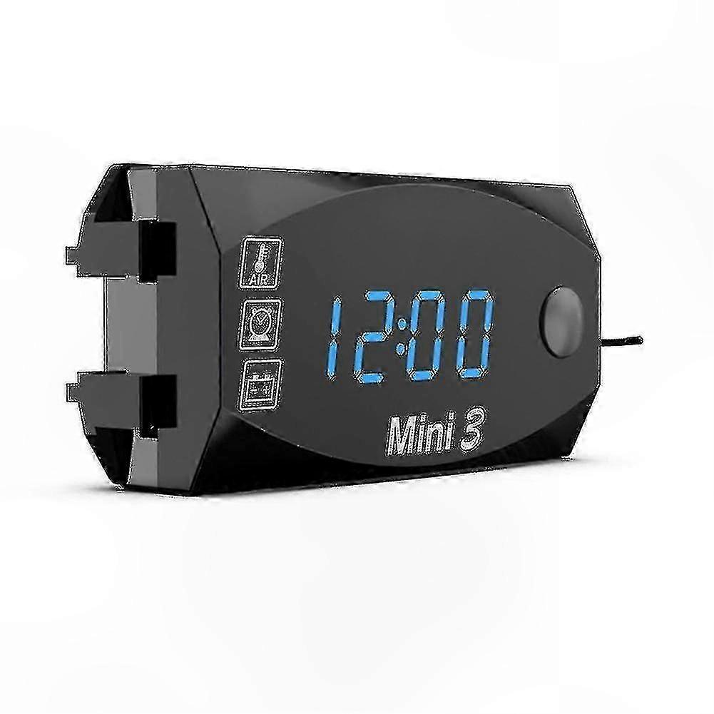 3-in-1 Motorrad-digitaluhr, Voltmeter, Thermometer, Zubehör Für Motorradumbauten (blau)