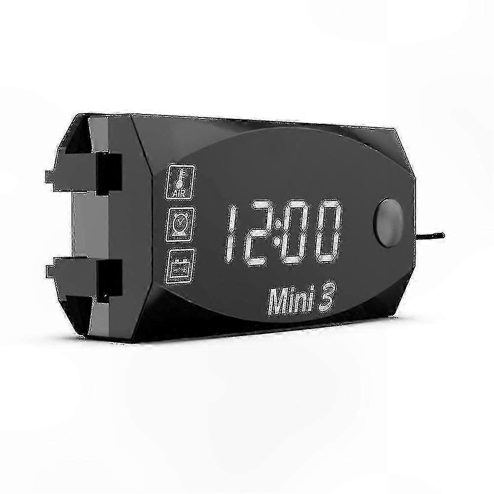 3-in-1 Motorrad-digitaluhr, Voltmeter, Thermometer, Zubehör Für Motorradumbauten (weiß)