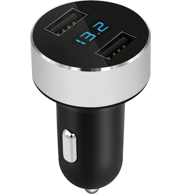 Mini-autoladegerät Mit 2 Usb-anschlüssen – 3,0-a-schnellladung – Led-akkustandsanzeige – Kompatibel Mit Smartphones Und Tablets