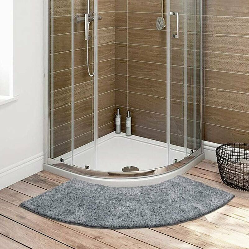 Runde, Gewellte Duschmatte Aus Mikrofaser – Rutschfestes Tpr – 45 X 100 Cm – Schnell Absorbierend – Für Eckbäder