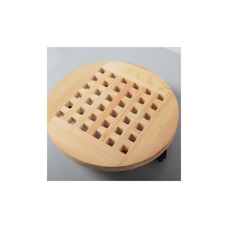 Rundes, Mobiles Blumentablett Aus Holz, 40 Cm Durchmesser, Mit Rollen, 2 Stück