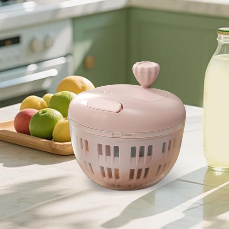 Obstschale Mit Deckel, 360° Drehbar Und Griff, Ideal Zum Waschen Und Abtropfen Von Obst (rosa)