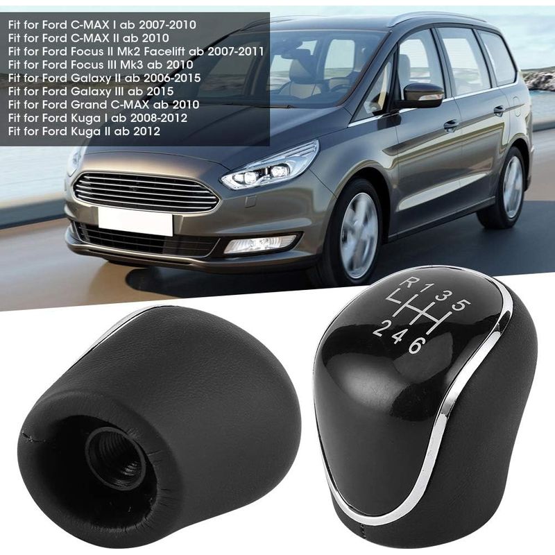 Schwarzer 6-gang-schaltknauf – Premium-schaltknauf Für Ford Kuga I/ii, C-max I/ii, Focus Mk2/mk3, Galaxy Ii/iii, Grand C-max