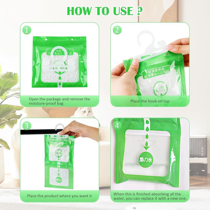 10-teiliges Luftentfeuchter-set, Hängende Luftentfeuchtungsbeutel, Tragbare Luftentfeuchtungsbeutel Für Schränke Und Geschlossene Räume, Geeignet Für Kleiderschränke, Schlafzimmer Und Badezimmer