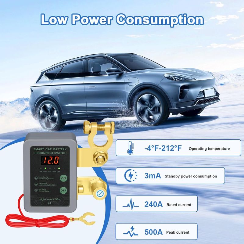 12v Batterietrennschalter, Schutzschalter, Drahtlos Ferngesteuerter Batterietrennschalter, Automatischer Abschaltschalter Mit Led-anzeige Für Auto, Wohnmobil, Atv, Boot (grau)