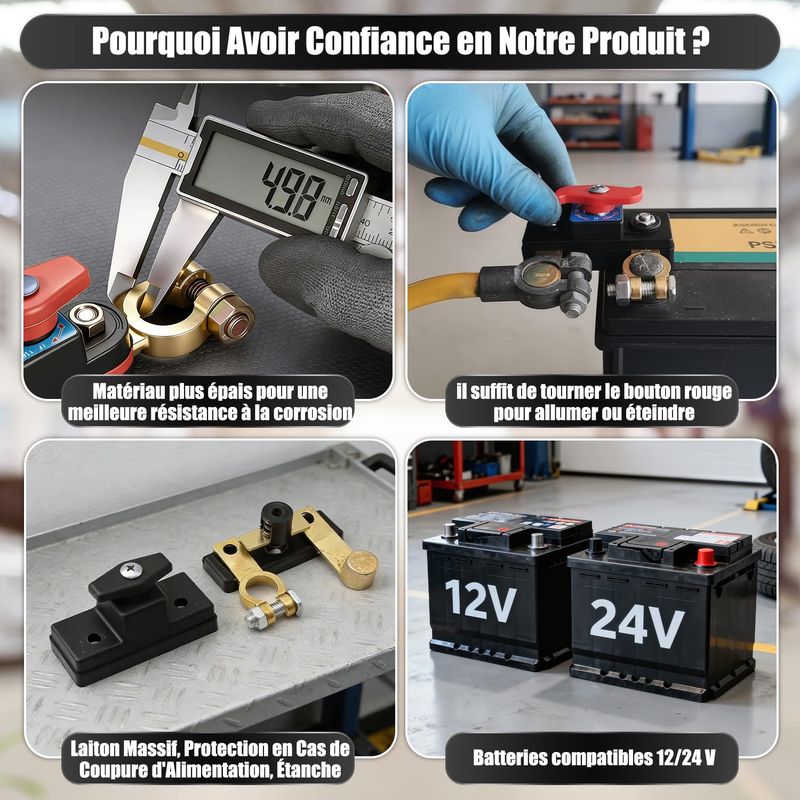 12v-24v Kfz-batterie-trennschalter, Einstellbarer Batterieschalter Aus Reinem Kupfer, Für Motorräder, Lkw, Wohnmobile, Boote, Traktoren