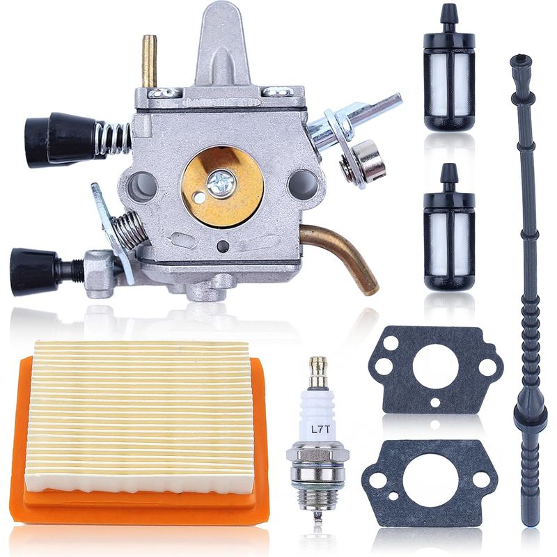 Vergaser Für Stihl Fs120, Fs200, Fs250, Fs300, Fs350, Fr380, Fr450, Fr480 Freischneider, Dichtung + Luftfilter Und Kraftstofffilter + Kraftstoffschlauch + Zündkerze 4134 120 0653