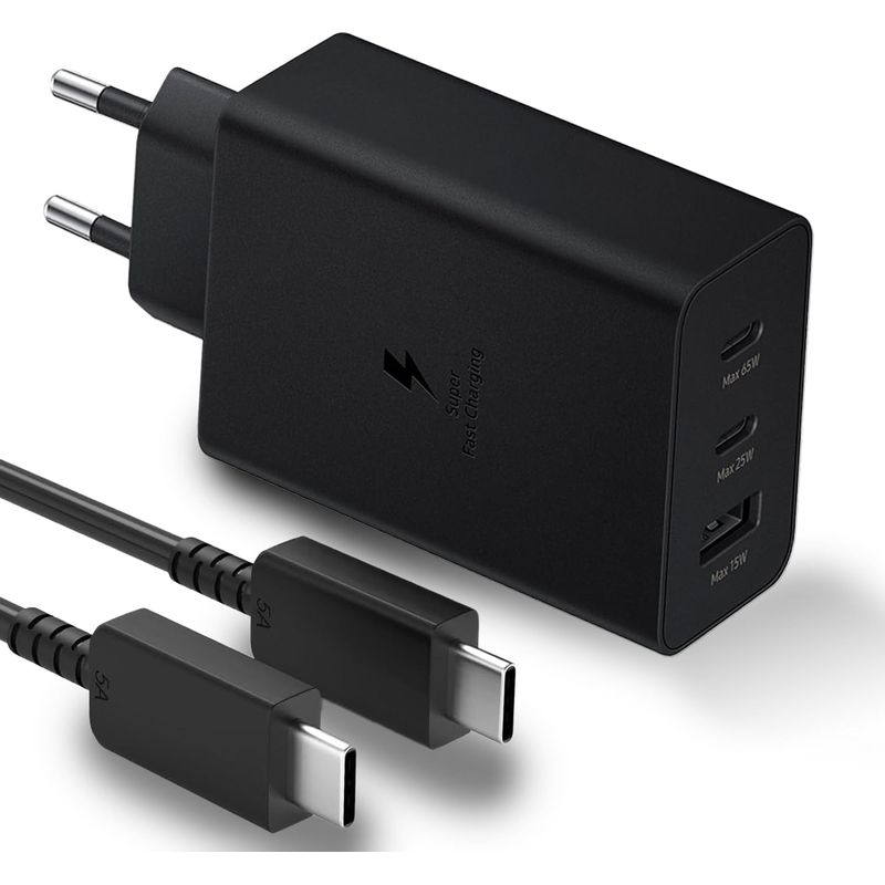 65-w-usb-c-schnellladegerät Für Samsung Galaxy S25 Ultra/s24+/s24/s23/s22/s21 Ultra/s20 Fe/s20/a52s/a54/a53/a52/note20/s10/z Flip 5/z Fold 5, 3-port-ladegerät Mit 100-w-kabel Für Galaxy Book 3, 4, U