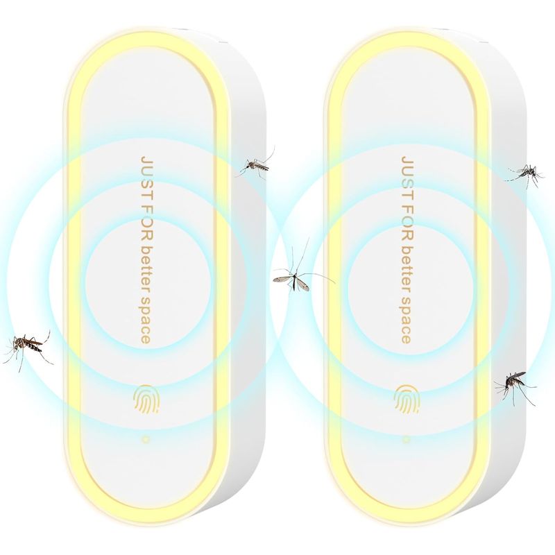 Ultraschall-schädlingsbekämpfer, Elektronisches Led-nachtlicht, Schädlingsbekämpfung Für Innenräume, Schädlingsbekämpfung Gegen Mücken, Mäuse, Spinnen, Kakerlaken Und Fliegen, 2er-pack, Weiß