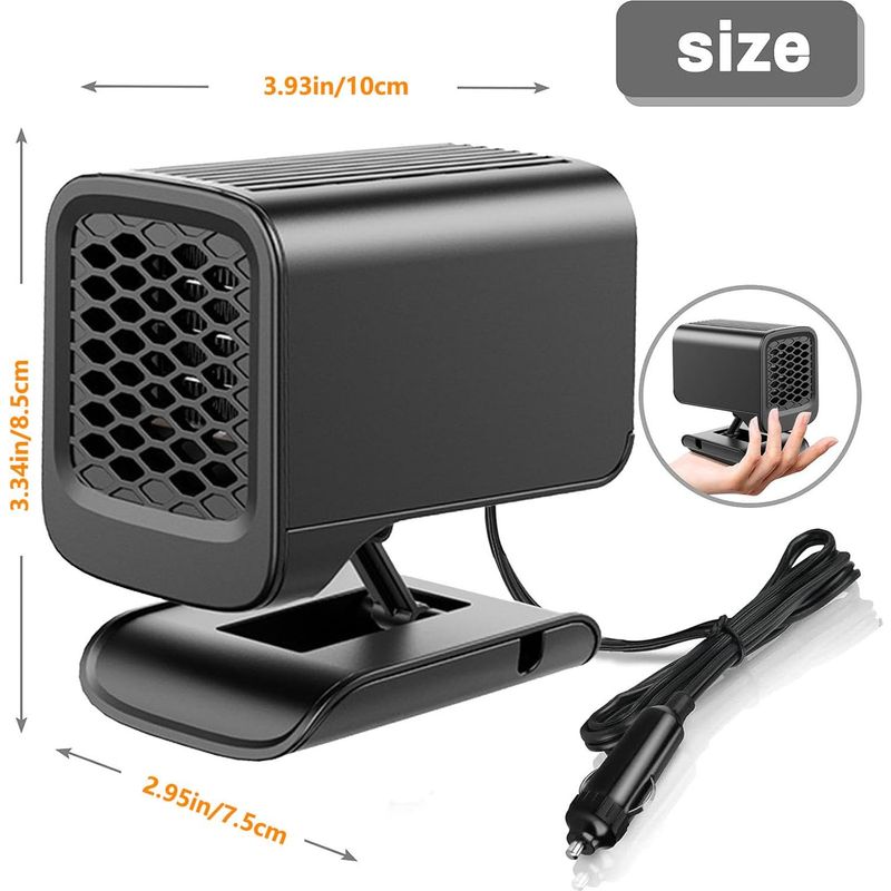Tragbare Autoheizung, 12 V, 150 W, 2-in-1-autoheizung/kühlung, Autoheizung Mit Zigarettenanzünderstecker, 360° Drehbare Windschutzscheibe