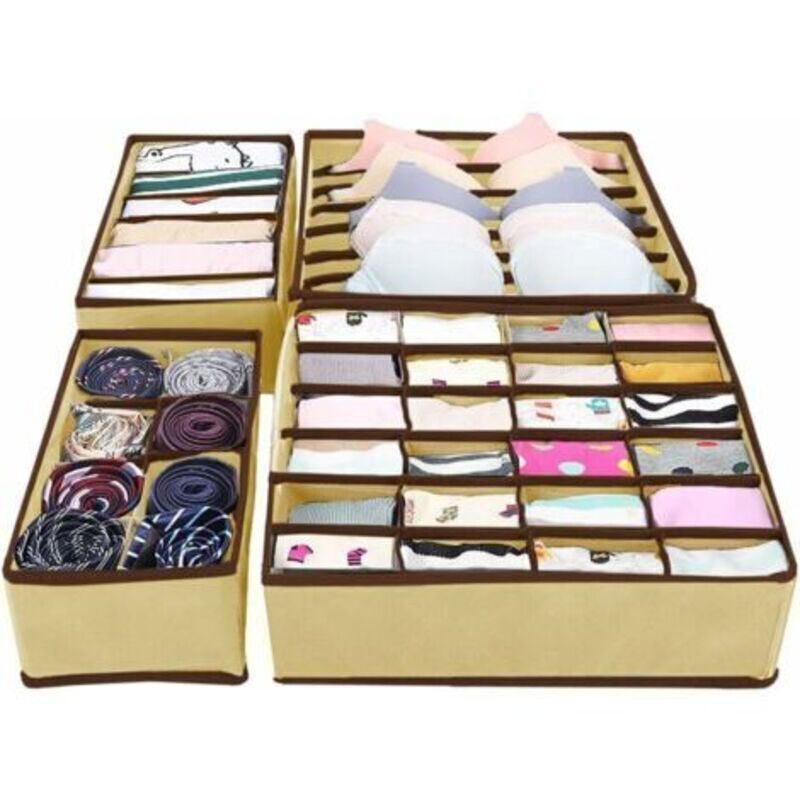 Gabrielle 4-teilige Aufbewahrungsbox Mit Schubladen, Kleideraufbewahrungsbox Für Ankleidezimmer, Faltbare Aufbewahrungsbox Für Den Kleiderschrank, Aufbewahrungsbox Mit Schubladen Für Bhs, Krawatten, S