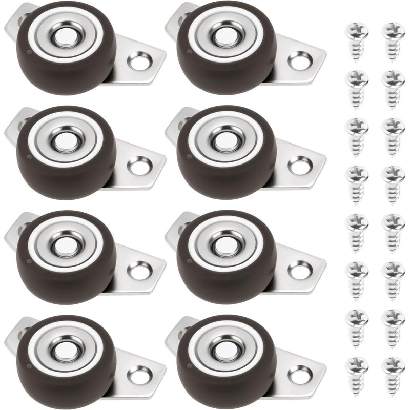 Stück 1,25 Zoll Seitenlenkrollen, Kleine, Starre, Nicht Schwenkbare Rollen Mit Gummirad Und Stahlplatte, Geeignet Für Holzmöbel, Schubladen Und Tabletts