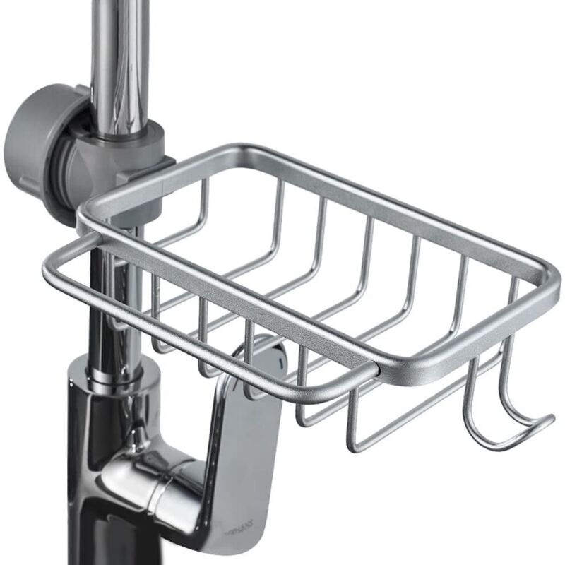 Silberner Duschkorb 26144,3 Cm, Einteiliger Handtuchhalter Aus Aluminium, Kein Bohren Erforderlich, Seifenschale, Küchenabtropfkorb