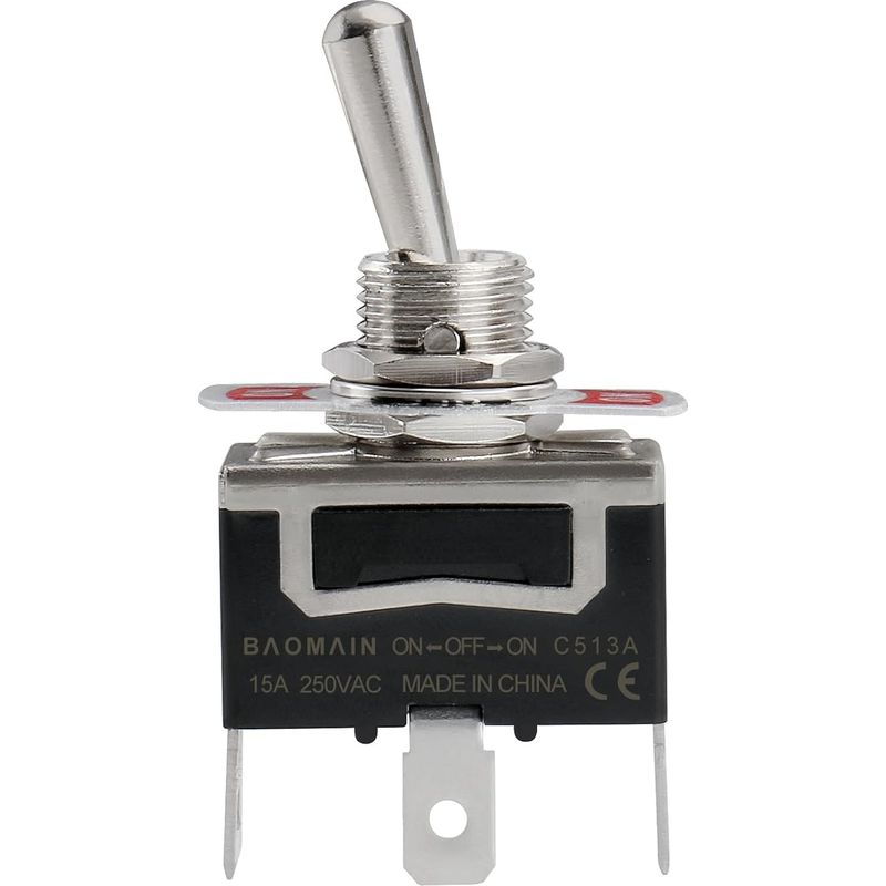 Dreiteiliger Wippschalter, Spdt-typ, 3-polig, 15 V/250 V Ac, 12-mm-bohrung, 6,35-mm-anschlussklemme (1/4") Für Haushaltsgeräte, Industrieanlagen Und Elektronikprojekte