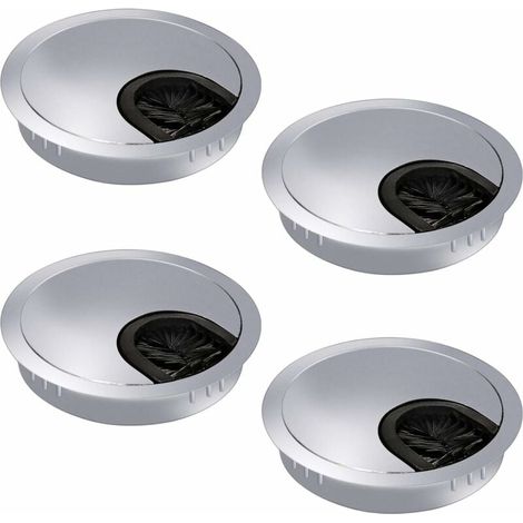 4er-set 60-mm-kabeldurchführungen – Kabelmanagement – Tischkanal Mit Bürstendichtung Für Büro/schreibtisch/arbeitsplatte – Metall