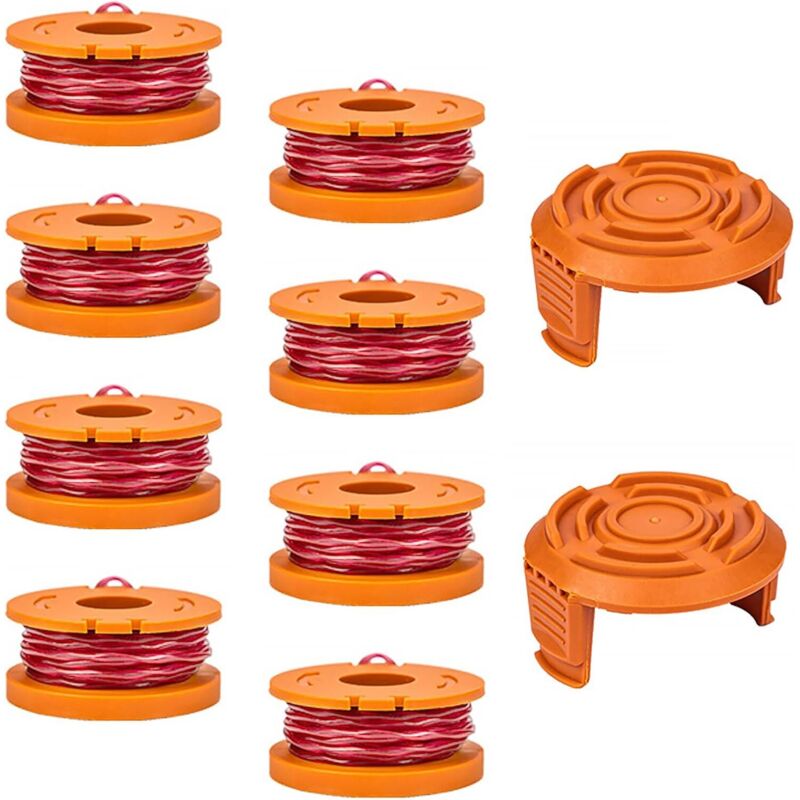 10-teilige Trimmerfadenspule Für Worx Ø 1,65 Mm & 3 M Wg151 Wg163 Wg175 Kantenschneider, Kantenschneiderzubehör, Freischneider Und 2 Schutzkappen Wa6531 -