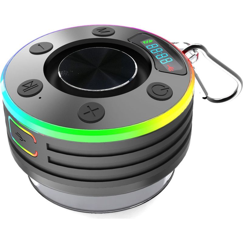 Bluetooth-duschlautsprecher, Tragbarer Kabelloser Bluetooth-lautsprecher, Ip7 Wasserdicht, Mit Saugnapf Für Badezimmer, Led-licht, 360°-stereo-sound, Telefonfunktion, Lautsprecher Für Strandpartys, Re