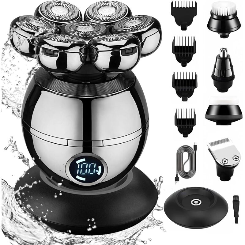 Elektrorasierer Mit 7 Scherköpfen, 5-in-1-multifunktionsgerät, Ipx6 Wasserdicht, Usb-aufladbar, Für Männer