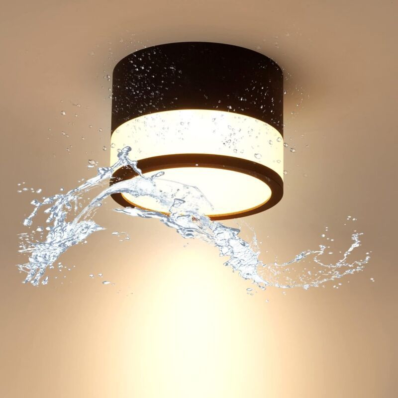 Led-deckenaufbauleuchte, Schutzart Ip65, 12 W, Warmweißes Licht (3000 K), Aluminium-spot Für Bad, Flur, Küche, Schwarz
