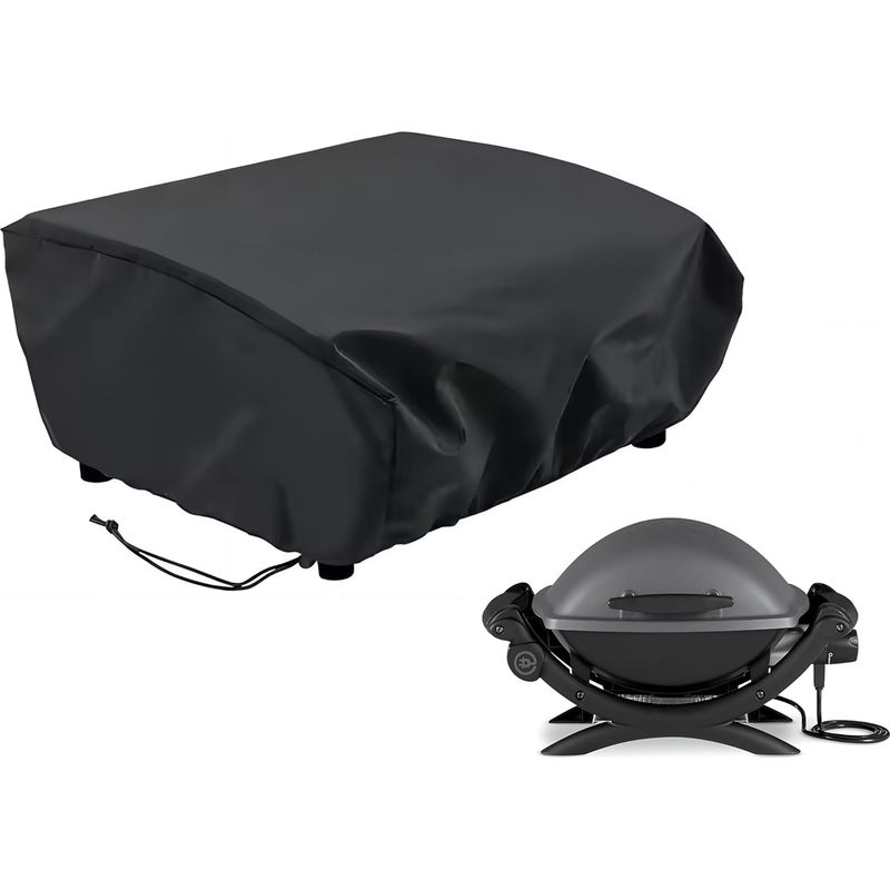 Schutzhülle Für Plancha-grills Aus 420d Oxford-gewebe – Größe 84 X 60 X 32 Cm, Wasserdicht, Uv-beständig Und Staubdicht, Schwarz, Passend Für Weber Q200/q220/q240/q2000 Serie, 84 X 60 X 32 Cm