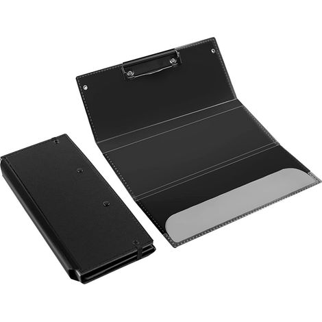 Dreifach Gefaltete Mappe, Schwarz, 24,1 × 31,2 Cm, 2 Blatt Schreibwaren. Schulbürobedarf.