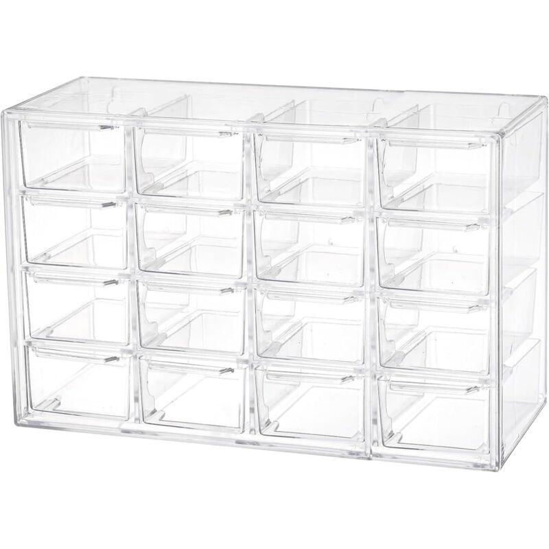 Stapelbare Aufbewahrungsschubladen Von Liemuao, Transparente Schubladenbox Für Kleinteile, Schmuck, Perlen, Werkzeuge, Make-up-organizer Für Schminktisch Und Schreibtisch (16 Schubladen) 16 -