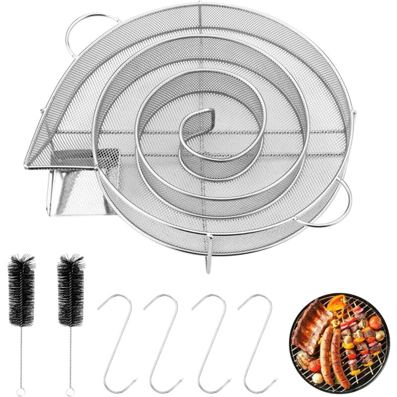 Freosen – Kaltrauchgenerator Aus Edelstahl 22 X 20 X 4,5 Cm – 4 Fleischhaken Und 2 Bürsten – Zum Grillen Und Kalträuchern