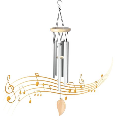 Dekoratives Silbernes Windspiel – 6 Aluminiumröhren, Für Den Innen- Und Außenbereich Geeignet, Ideal Für Gärten, Terrassen Und Balkone.