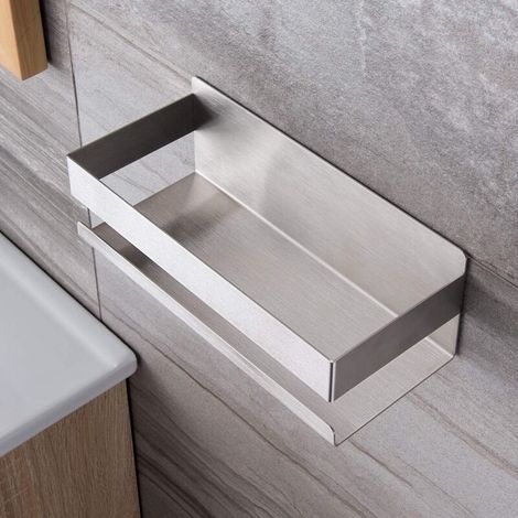 Selbstklebende Duschablage, Duschkorb Ohne Bohren, Badezimmerregal, Edelstahl Sus304, Silber