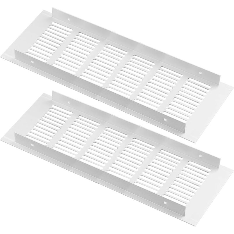 Set Mit 2 Rechteckigen, Weißen Aluminium-lüftungsgittern Für Küchenschränke, Schuhschränke Und Kleiderschränke, 100 Mm X 250 Mm