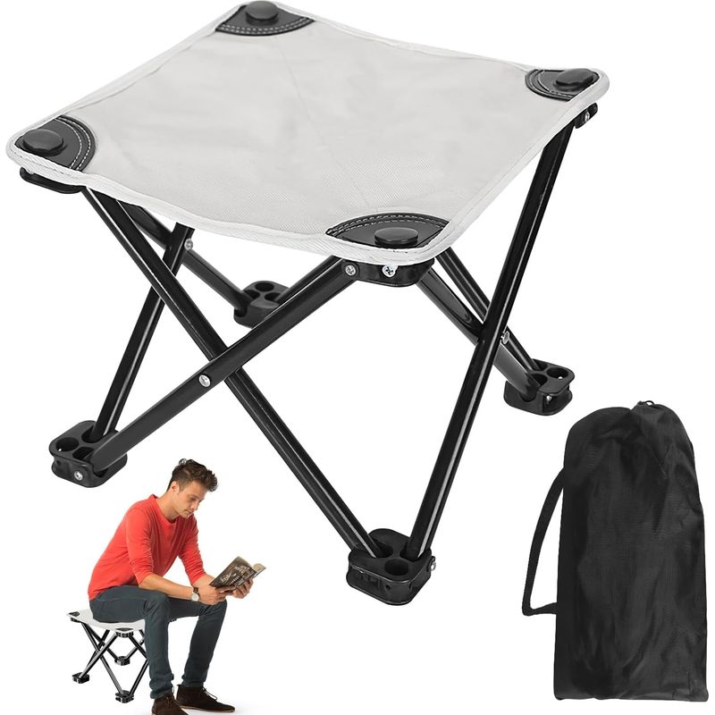 Klappbarer Campinghocker, Mini-tragehocker, Klappsitz Für Gartenarbeit, Parks, Camping, Outdoor-aktivitäten, Reisen, Strand, Picknick, Wandern, Angeln, Grillen, Weiß