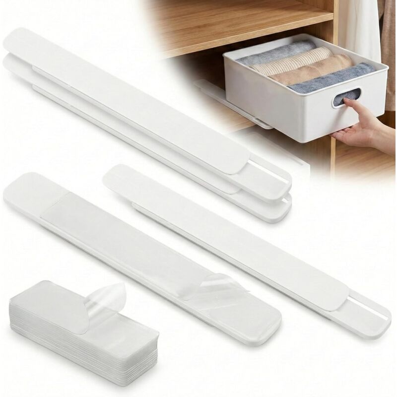 4x Schubladenschienen – Stabile, Selbstklebende Kunststoffschienen Für Küche, Büro & Kleiderschrank, Schubladenschienen-set, Leichtgängiges, Bohrfreies System, Weiß, 26,4 Cm
