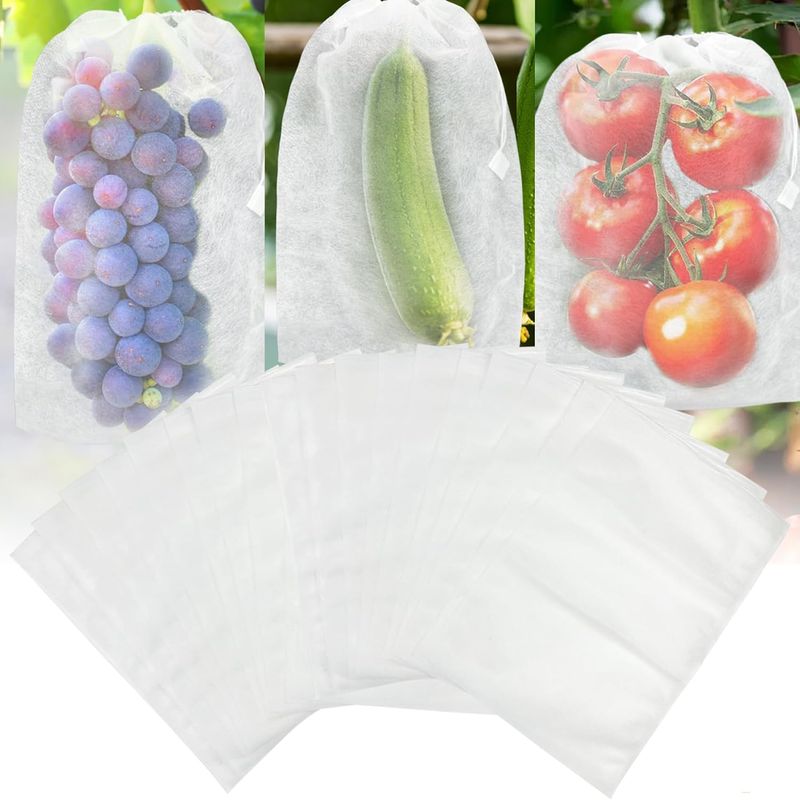 100 Stück Obstschutzbeutel, 20 X 30 Cm, Vlies-schutzbeutel Für Trauben, Gartenpflanzen-obstschutzbeutel Mit Kordelzug, Gartenschutzbeutel, Zum Schutz Von Trauben Vor Hornissen Und Vögeln