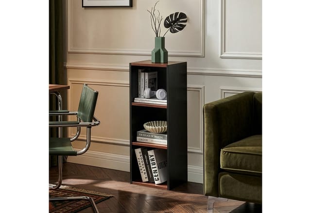 Bücherregal Trond 80x30x23 Cm Schwarz/walnussoptik [en.casa]