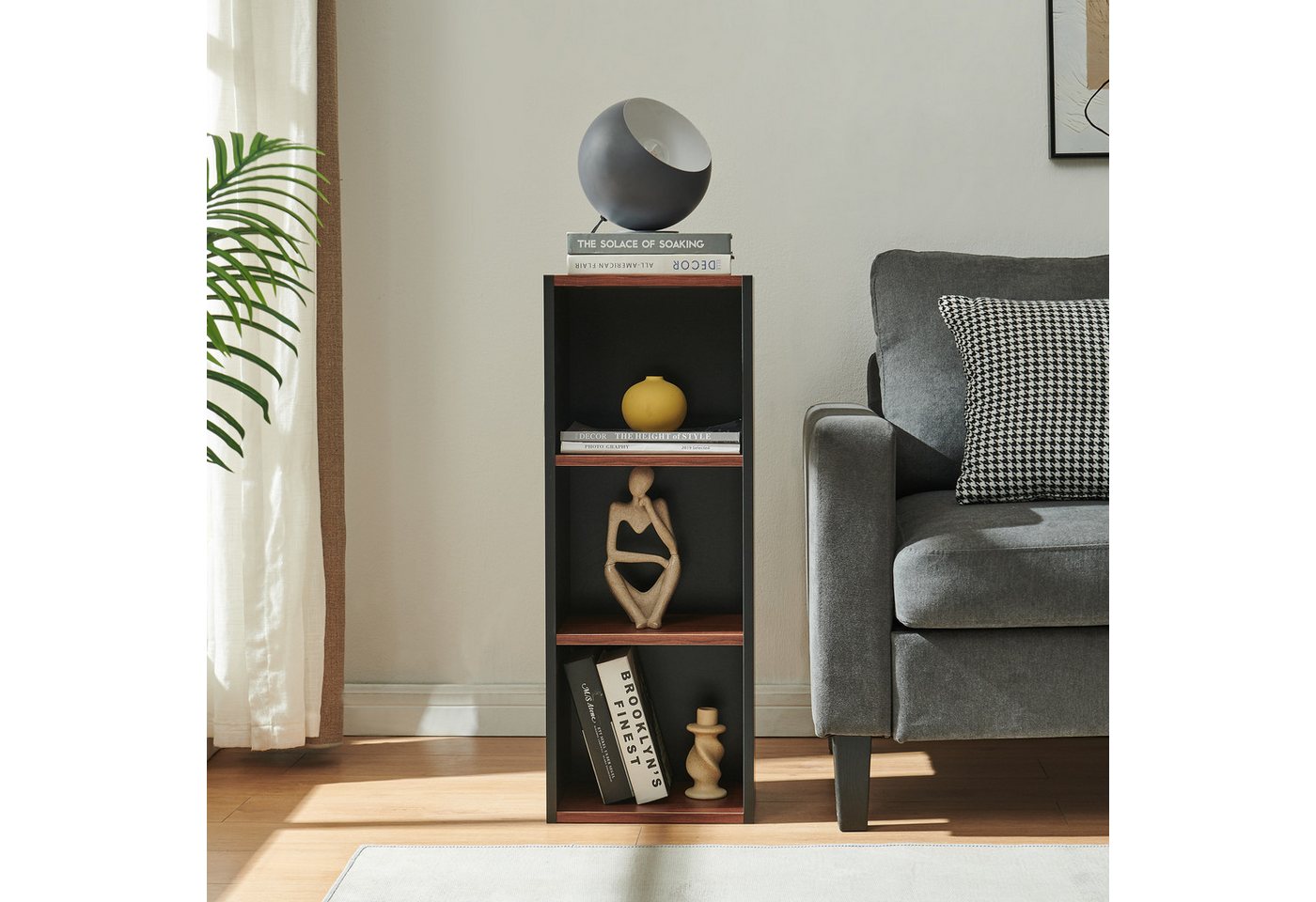 Bücherregal Trond 80x30x23 Cm Schwarz/walnussoptik [en.casa] Bild 4